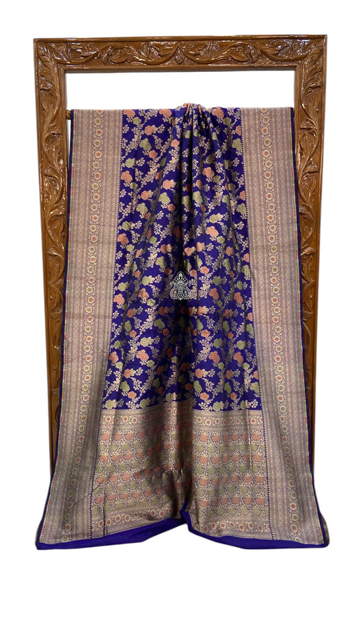 Pure Katan Silk Banarasi Handloom Saree - All over Sona Roopa Jaal work - The Handlooms