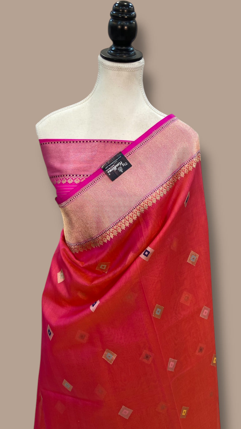 Pure Kora Handloom Banarasi All Over Kadua Motifs Saree - The Handlooms