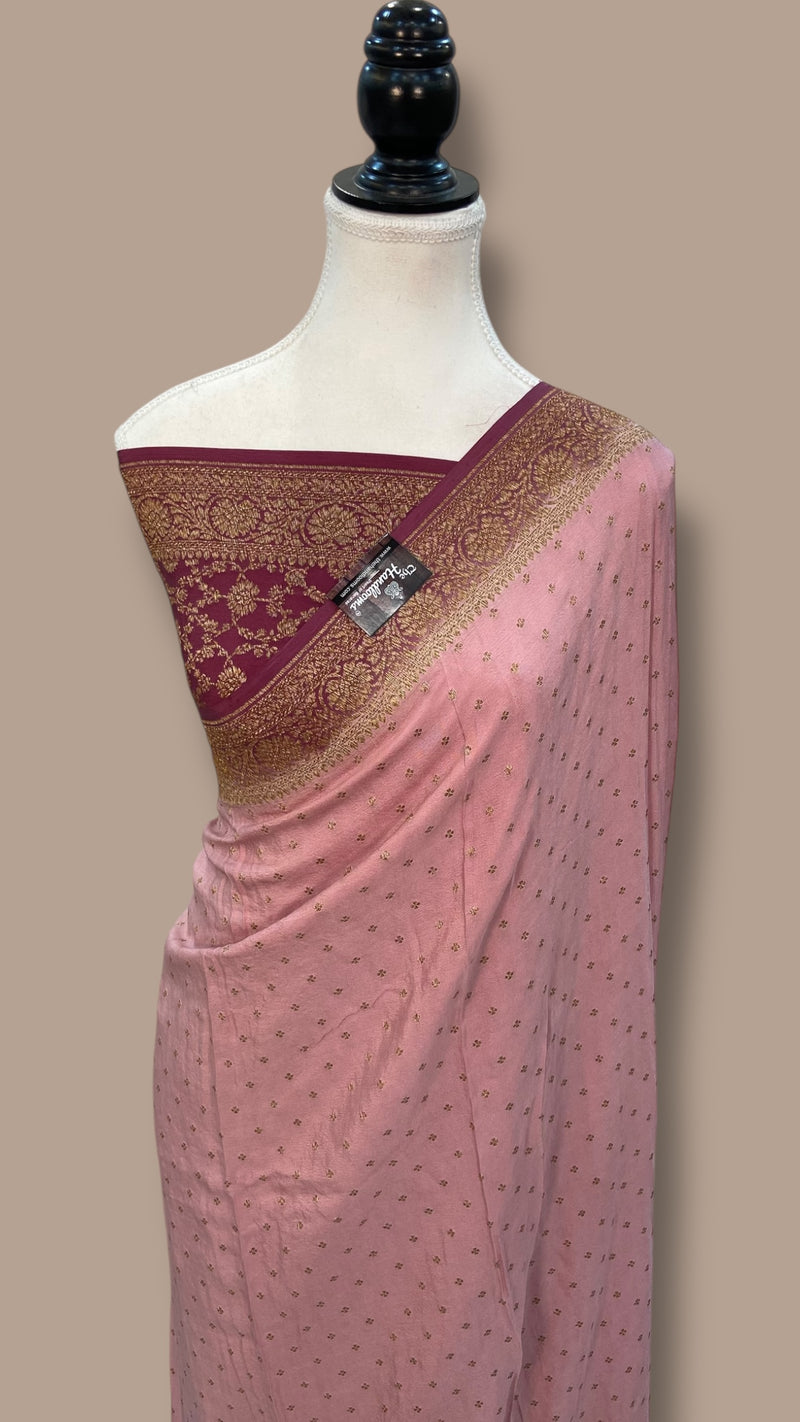 Pure Khaddi Crepe Georgette Handloom Banarasi Saree - The Handlooms