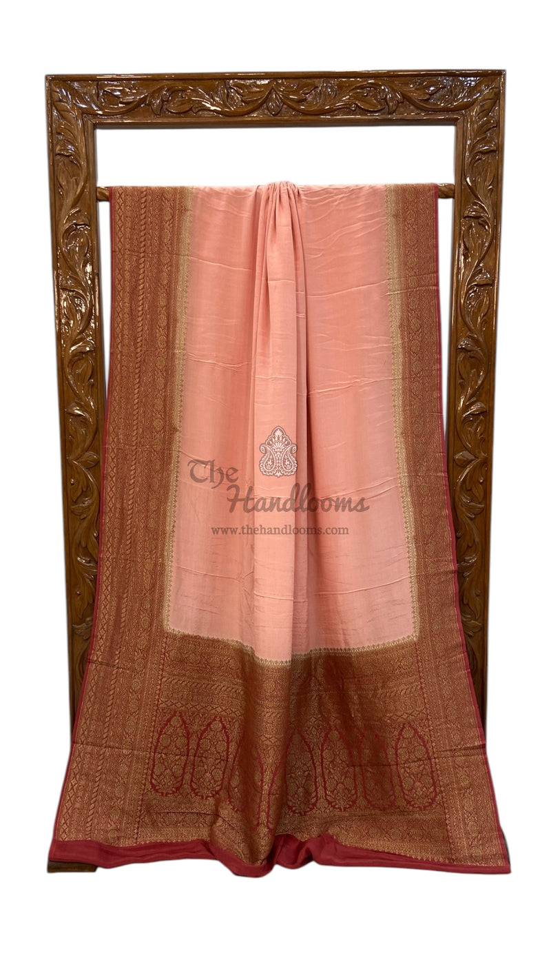 Pure Khaddi Crepe Georgette Handloom Banarasi Saree - The Handlooms