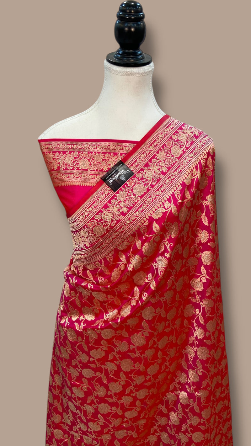 Pure Katan Silk Banarasi Handloom Saree - All over Jaal work - The Handlooms