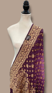 Pure Georgette Banarasi Bandhej Handloom Dupatta - The Handlooms