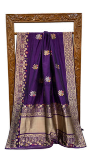 Pure Katan Silk Banarasi Handloom Saree - All over Sona Roopa Kadua Boota with Meenakari - The Handlooms