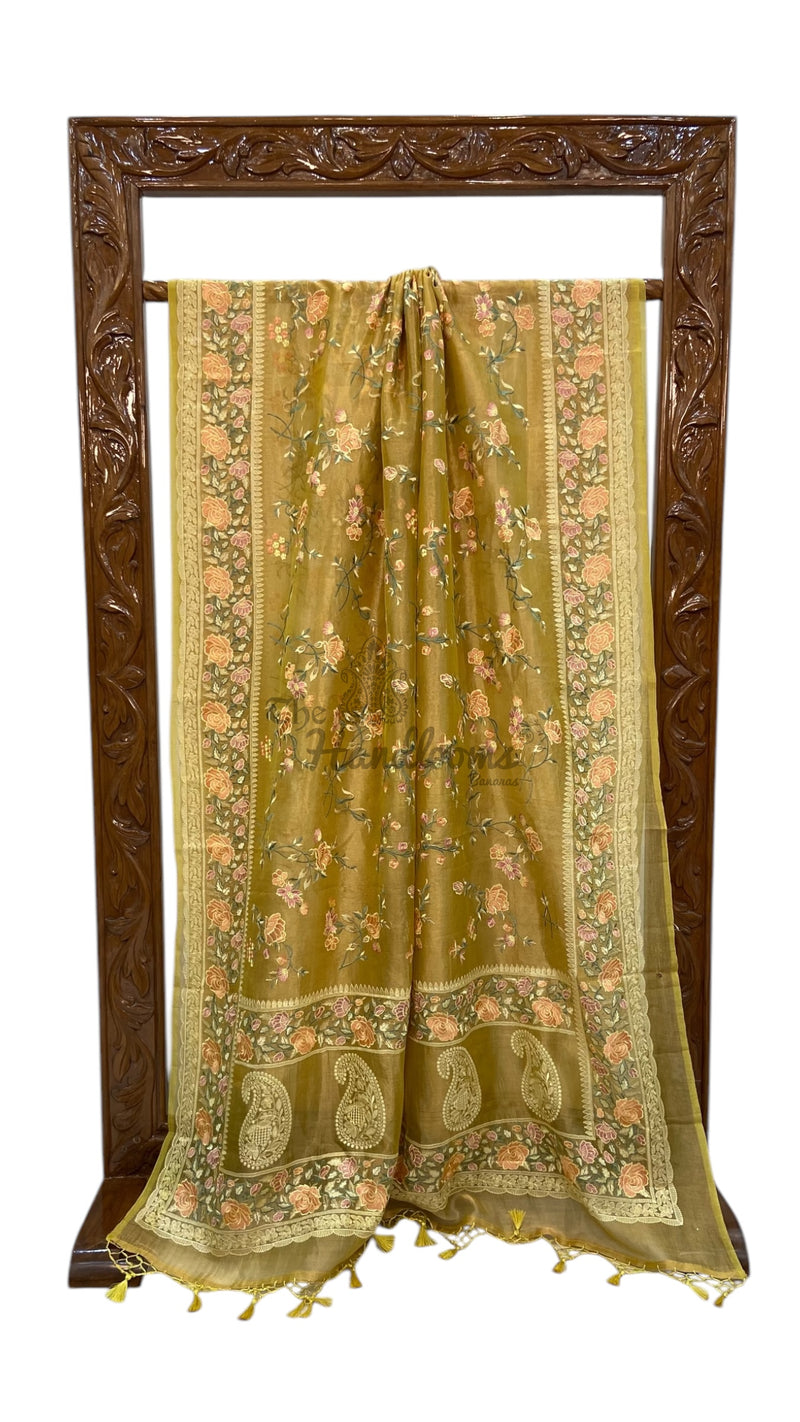 Pure Tissue Handloom Banarasi Saree With Chikankari - The Handlooms