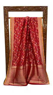 Pure Katan Silk Banarasi Handloom Saree - All Over Jaal Work With Meenakari - The Handlooms
