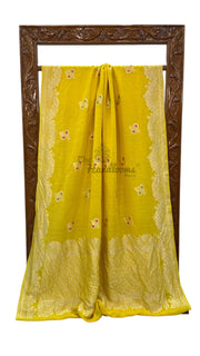 Moonga Georgette Handloom Banarasi Saree - The Handlooms