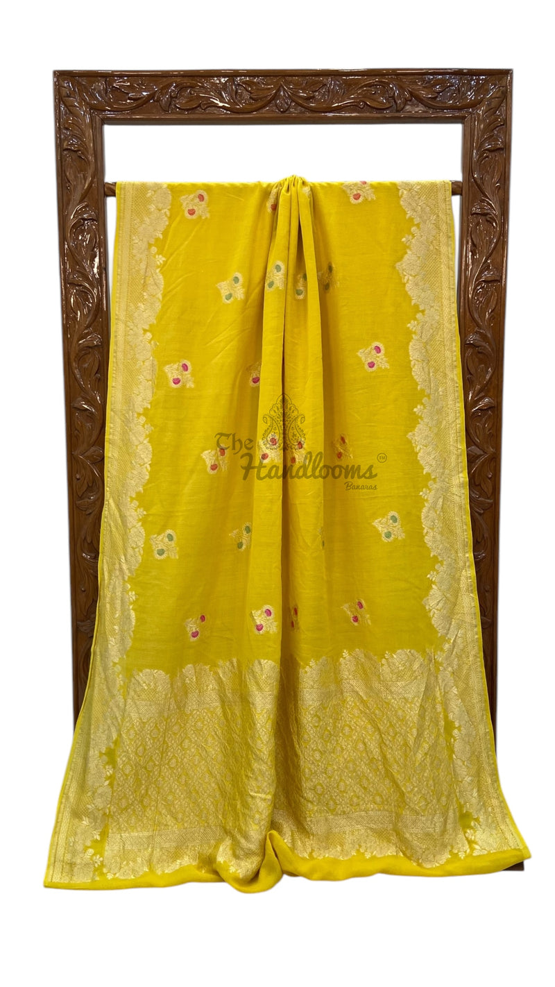 Moonga Georgette Handloom Banarasi Saree - The Handlooms