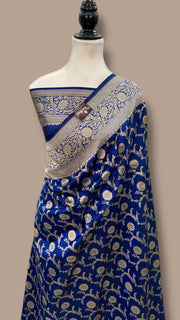 Pure Katan Silk Banarasi Handloom Saree - All Over Jaal Work - The Handlooms