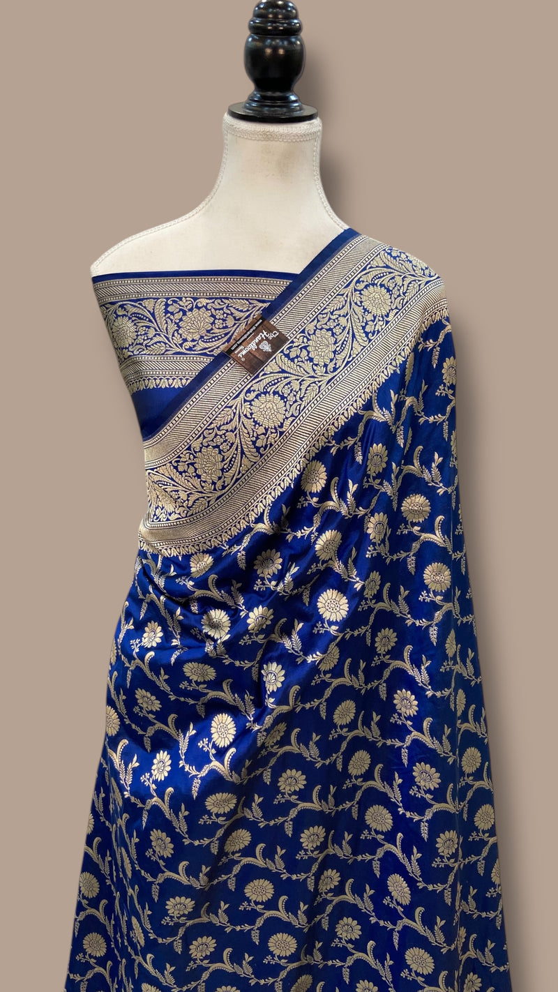 Pure Katan Silk Banarasi Handloom Saree - All Over Jaal Work - The Handlooms