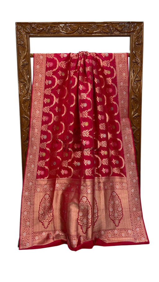 Pure Katan Silk Banarasi Handloom Saree - All over Jaal work With Meenakari - The Handlooms