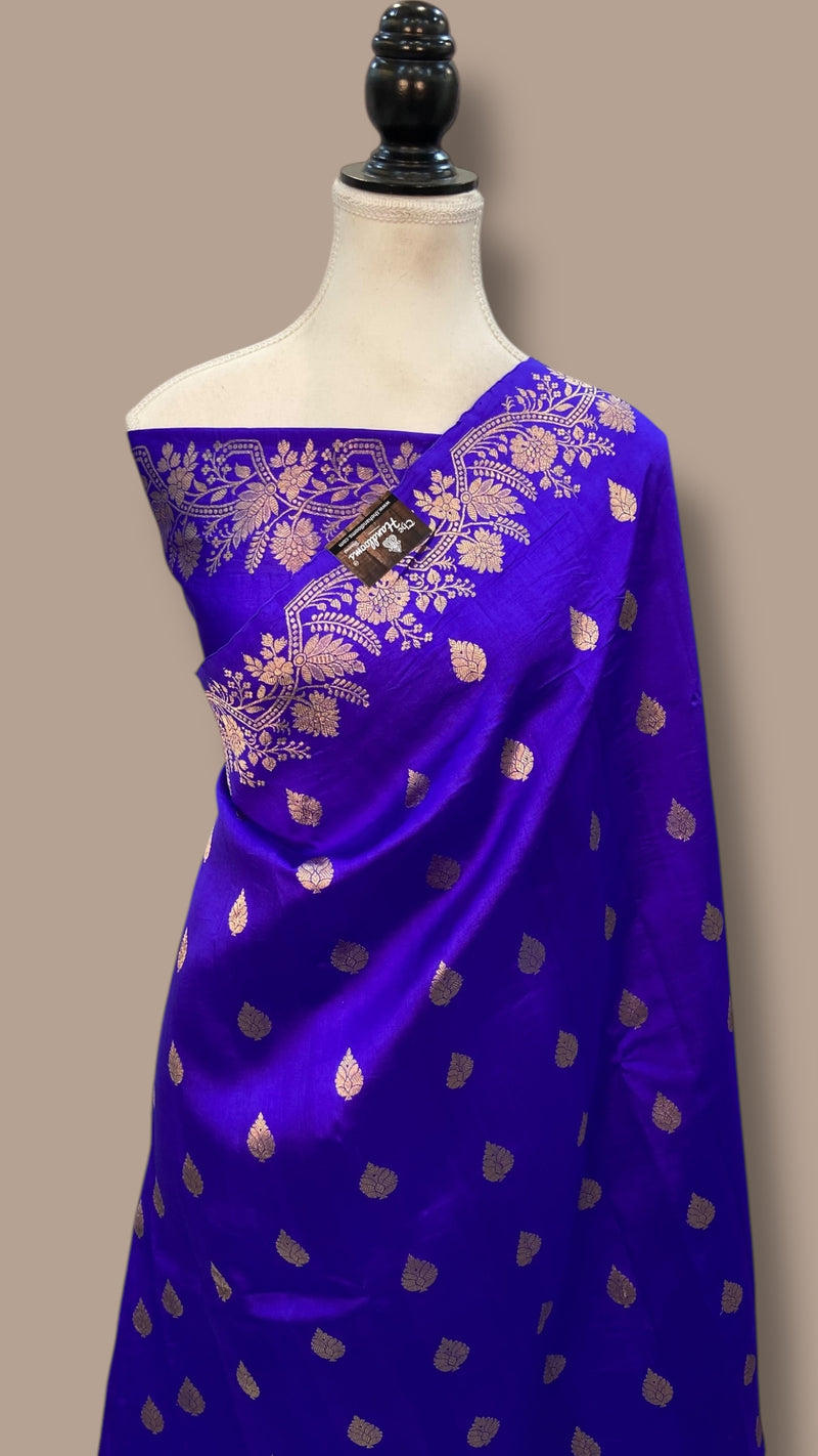 Pure Katan Silk Banarasi Handloom Saree - All over Kadua motifs - The Handlooms