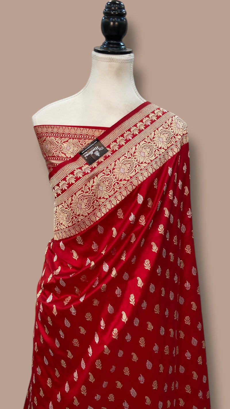 Pure Katan Silk Banarasi Handloom Saree - All Over Sona Roopa Kadua Motifs - The Handlooms