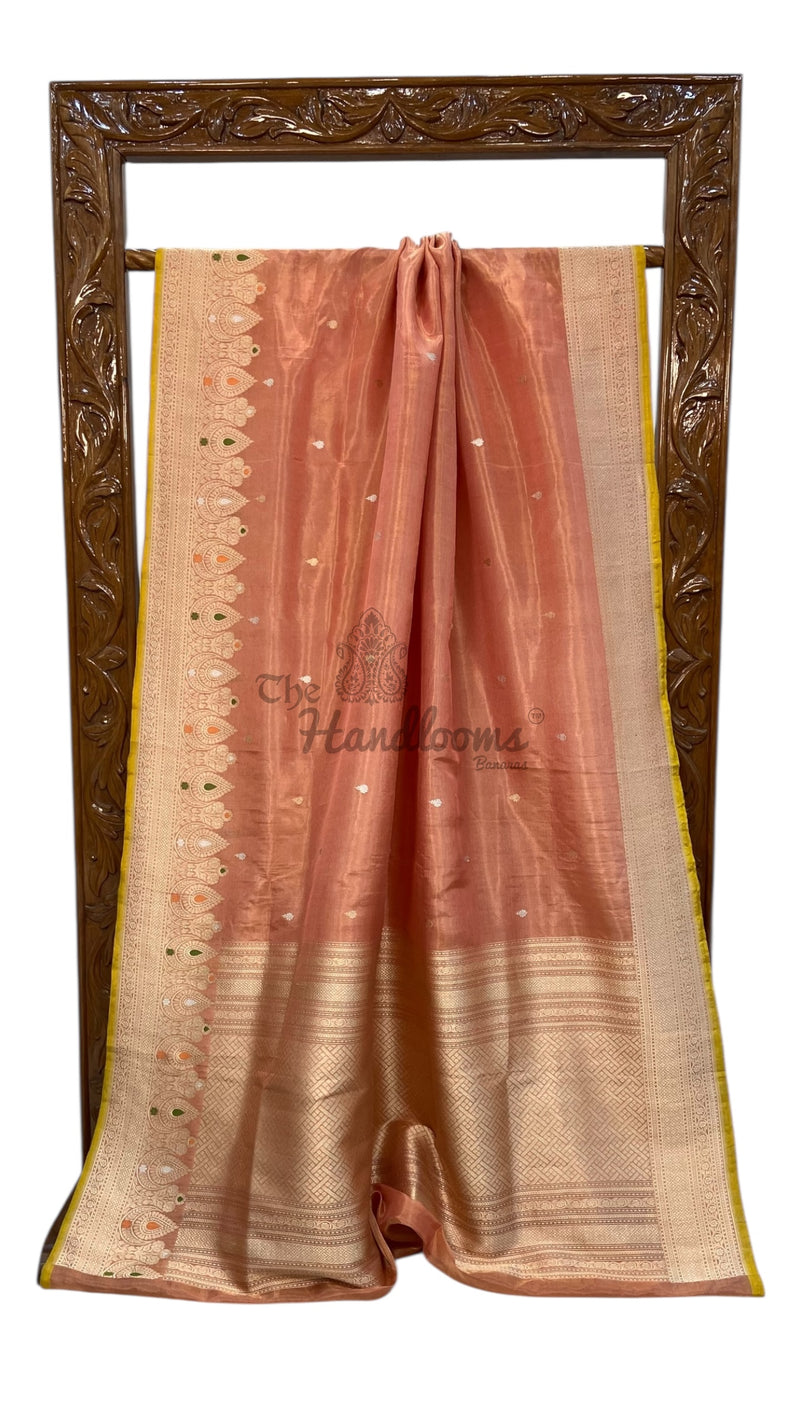 Pure Katan Tissue Silk Handloom Banarasi Saree - All over kadua motifs - The Handlooms