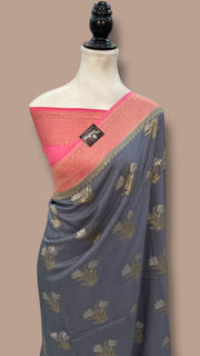 Moonga Georgette Handloom Banarasi Saree - The Handlooms