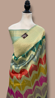 Ektara Pure Katan Silk Banarasi Handloom Saree - All over kadiyal Jaal work - The Handlooms