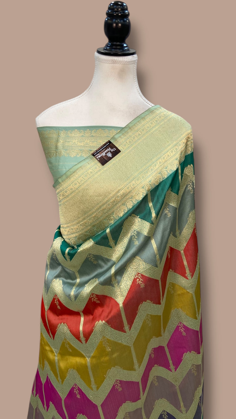Ektara Pure Katan Silk Banarasi Handloom Saree - All over kadiyal Jaal work - The Handlooms