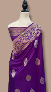 Pure Katan Silk Banarasi Handloom Saree - All Over Sona Roopa Kadua Boota - The Handlooms