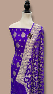 Khaddi Georgette Banarasi Dress material Water Zari - The Handlooms