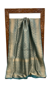 Regal Pure Katan Silk Banarasi Saree – Handwoven Tanchui Brocade with Meenakari Work - The Handlooms