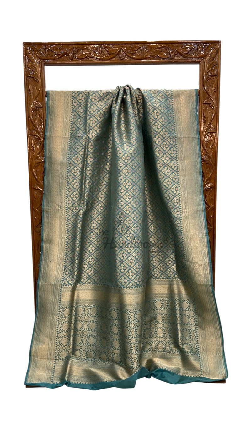 Regal Pure Katan Silk Banarasi Saree – Handwoven Tanchui Brocade with Meenakari Work - The Handlooms