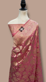 Pure Katan Silk Banarasi Handloom Saree - All Over Jaal Work - The Handlooms