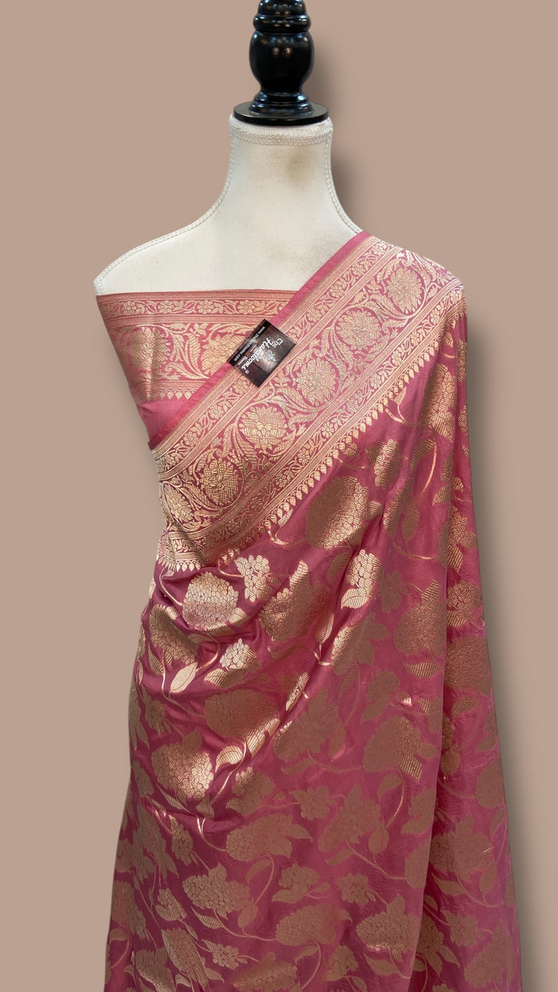 Pure Katan Silk Banarasi Handloom Saree - All Over Jaal Work - The Handlooms