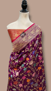 Ektara Pure Katan Silk Banarasi Handloom Saree - All Over Kadiyal Jaal Work - The Handlooms
