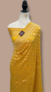 Pure Georgette Banarasi Bandhej Handloom Saree - The Handlooms