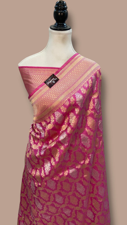 Pure Katan Silk Banarasi Handloom Saree - All Over Sona Roopa Jaal Work - The Handlooms