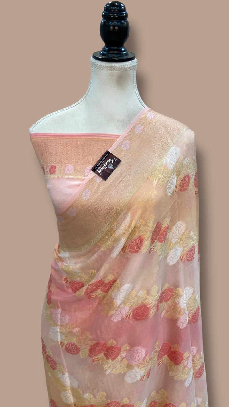 Pure Chiffon Khaddi Banarasi Saree - The Handlooms