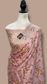 Tussar Silk Handloom Banarasi Saree With Chikankari - The Handlooms