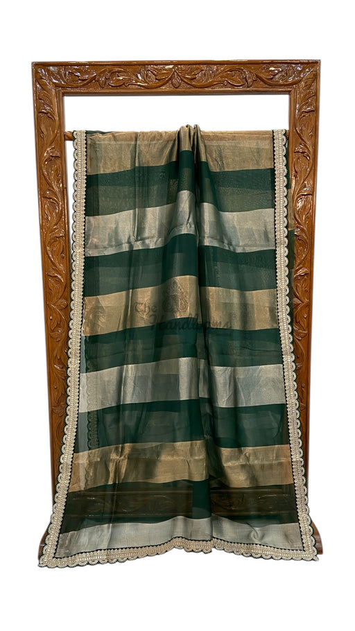 Pure Kora Tissue Handloom Banarasi Saree With Lace - The Handlooms