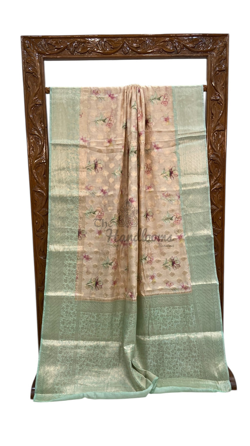 Pure Chiniya Silk Handloom Banarasi Saree Digital Print - The Handlooms