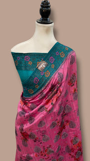 Pure Chiniya Silk Handloom Banarasi Saree Digital Print - The Handlooms