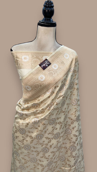 Pure Katan Silk Banarasi Handloom Saree - All over Sona Roopa Jaal work