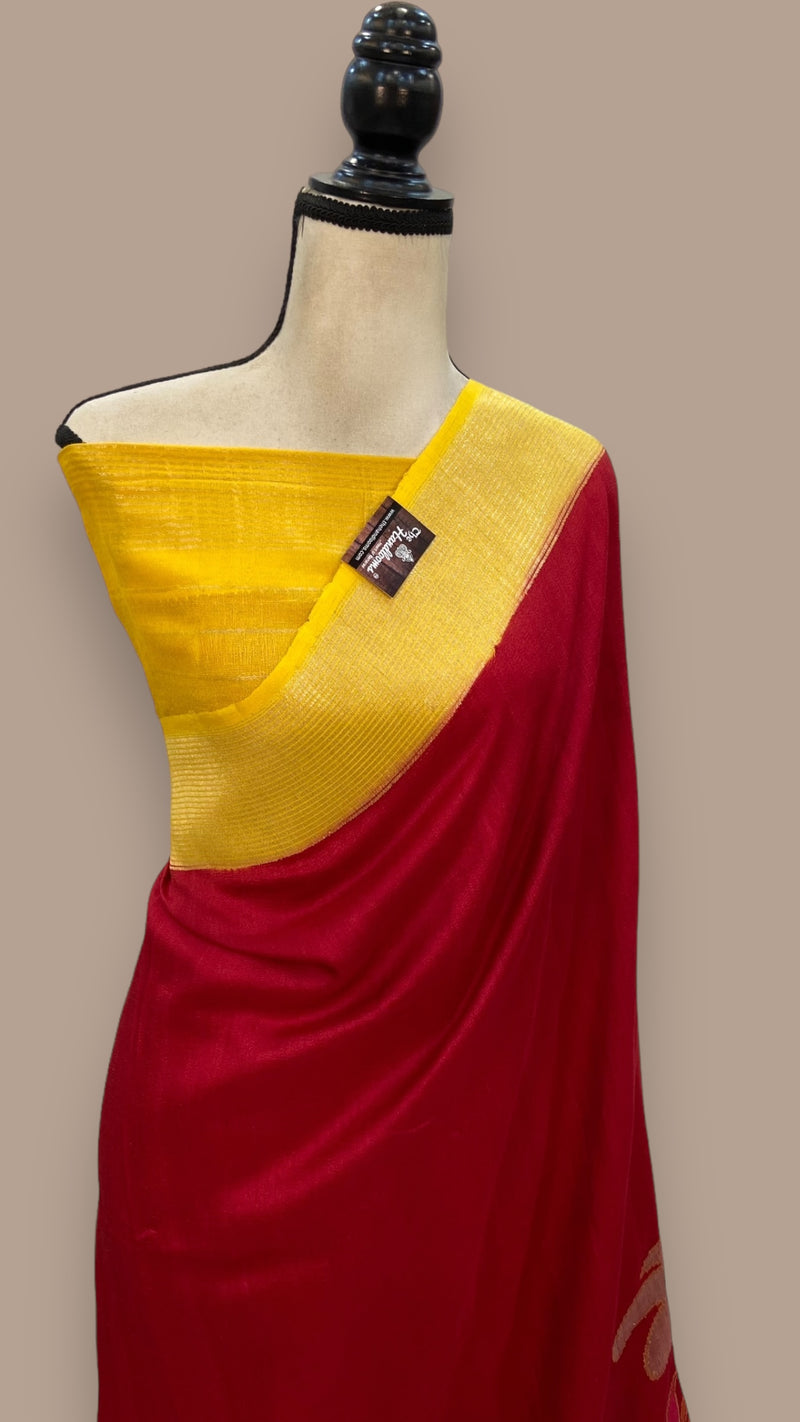 Pure Desi Tussar Handloom Banarasi Saree - All over kadua Weaving - The Handlooms