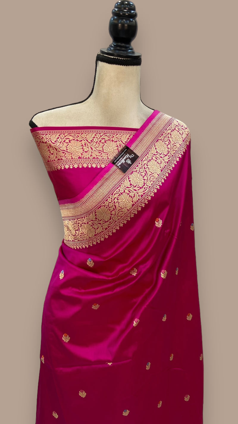 Pure Katan Silk Banarasi Handloom Saree - All over Kadua motifs With Meenakari - The Handlooms