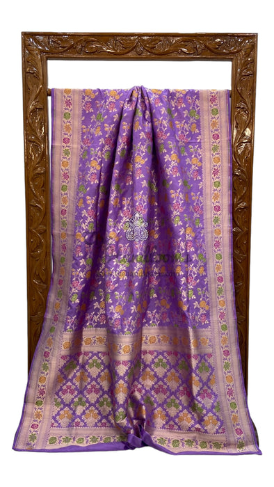 Pure Katan Silk Banarasi Handloom Saree - All over Jaal work - With Meenakari