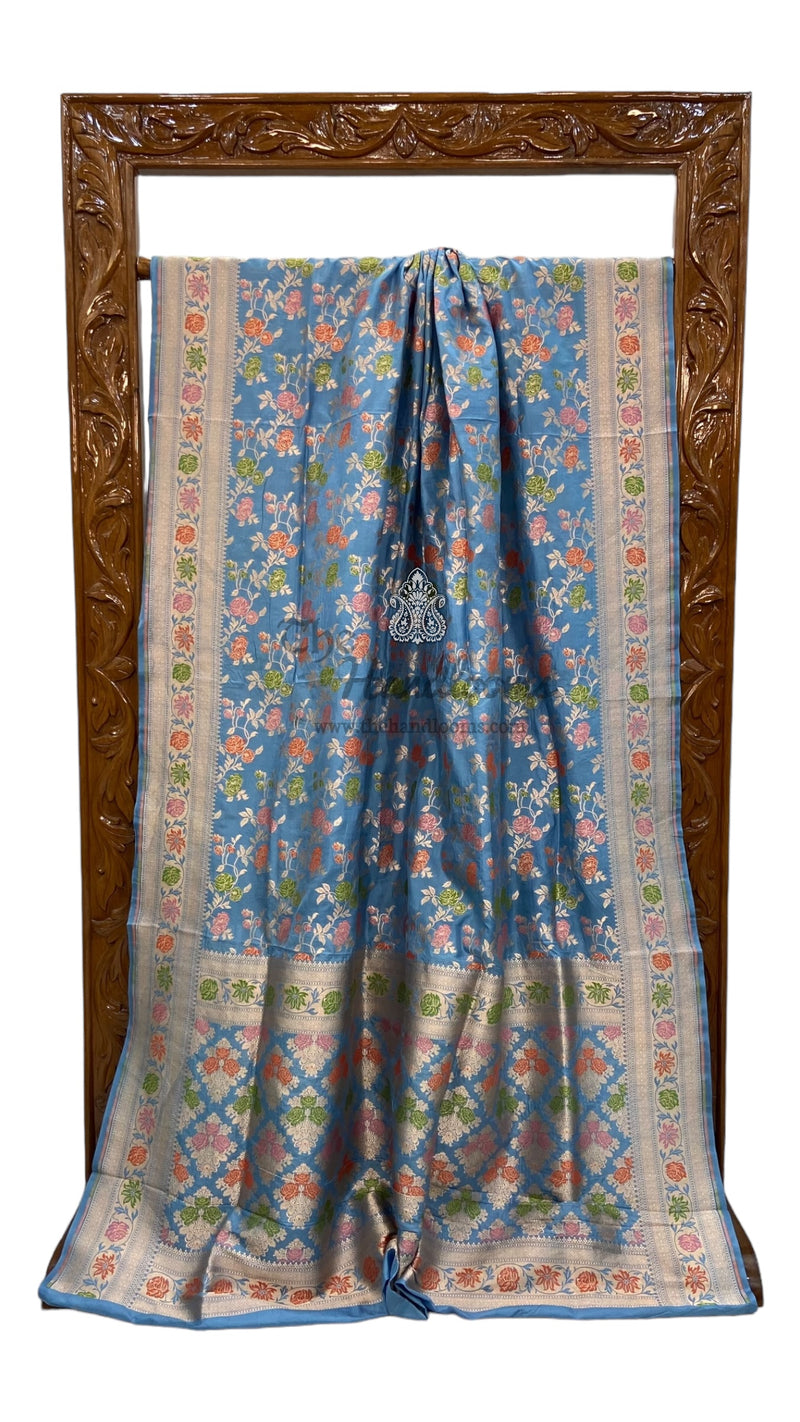 Pure Katan Silk Banarasi Handloom Saree - All over Jaal work with Meenakari - The Handlooms