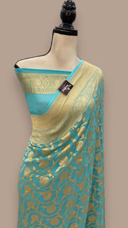 Khaddi Georgette Banarasi Saree - Gold zari - The Handlooms
