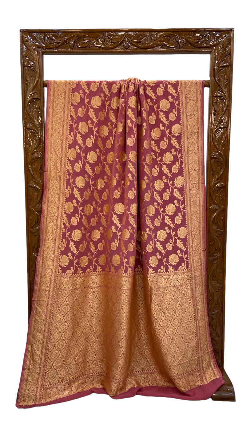 Khaddi Georgette Banarasi Saree - Gold zari - The Handlooms