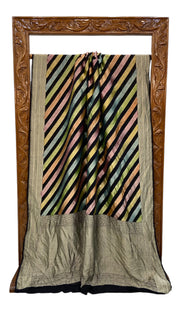 Black Pure Khaddi Georgette Handloom Banarasi Saree - The Handlooms