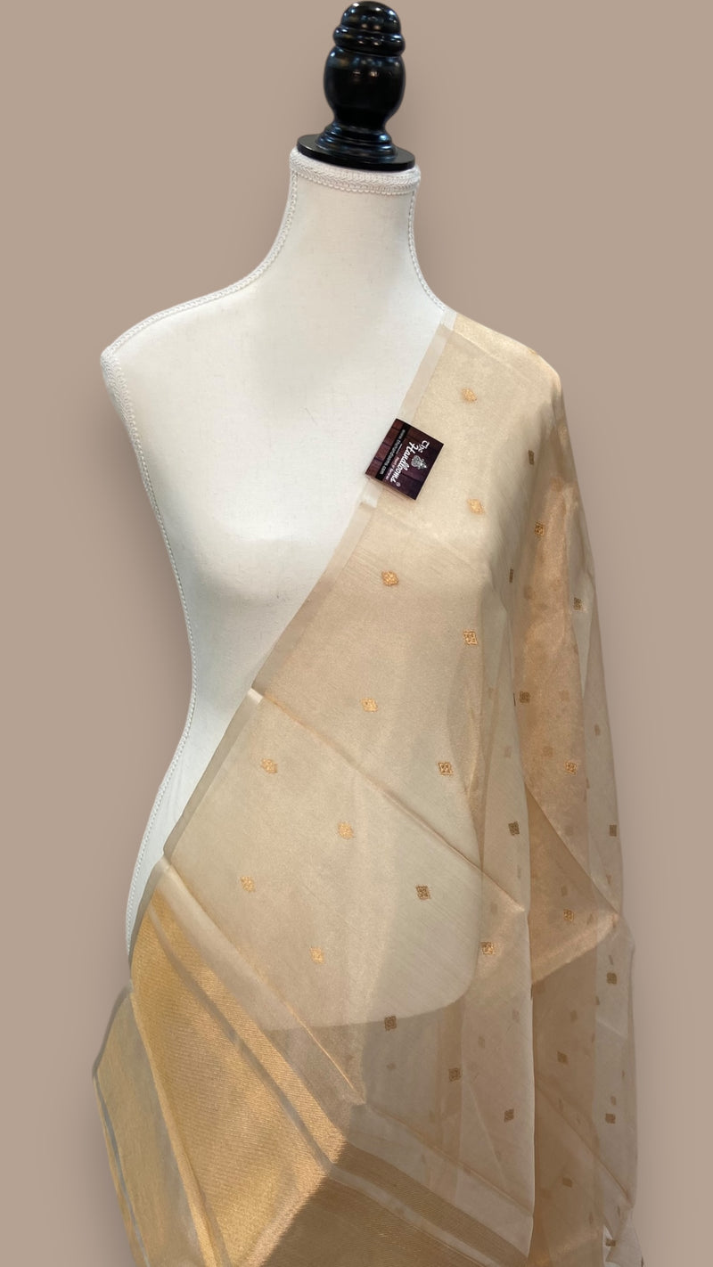 Pure kora Tissue Handloom Banarasi  Dupatta - The Handlooms