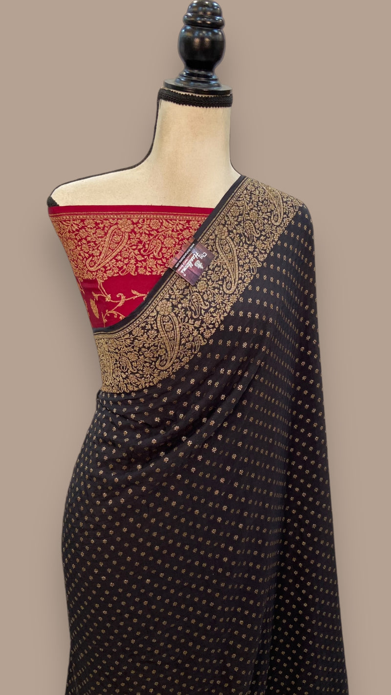 Khaddi Crepe Georgette Banarasi Saree -  Antique zari - The Handlooms