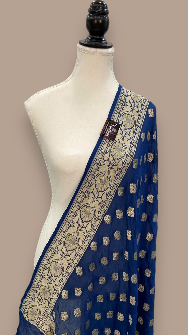 Khaddi Georgette Handloom Banarasi Dupatta - The Handlooms
