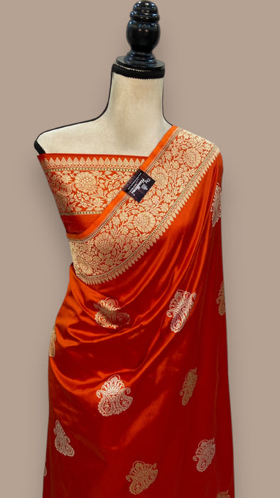 Pure Katan Silk Banarasi Handloom Saree - All over Sona Roopa Kadua motifs