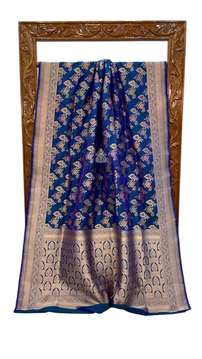 Pure Katan Silk Banarasi Handloom Saree - All over Jaal work - With Meenakari