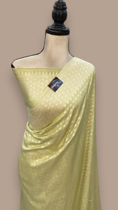 Pure Cream Khwaab Khaddi Handloom Banarasi Saree