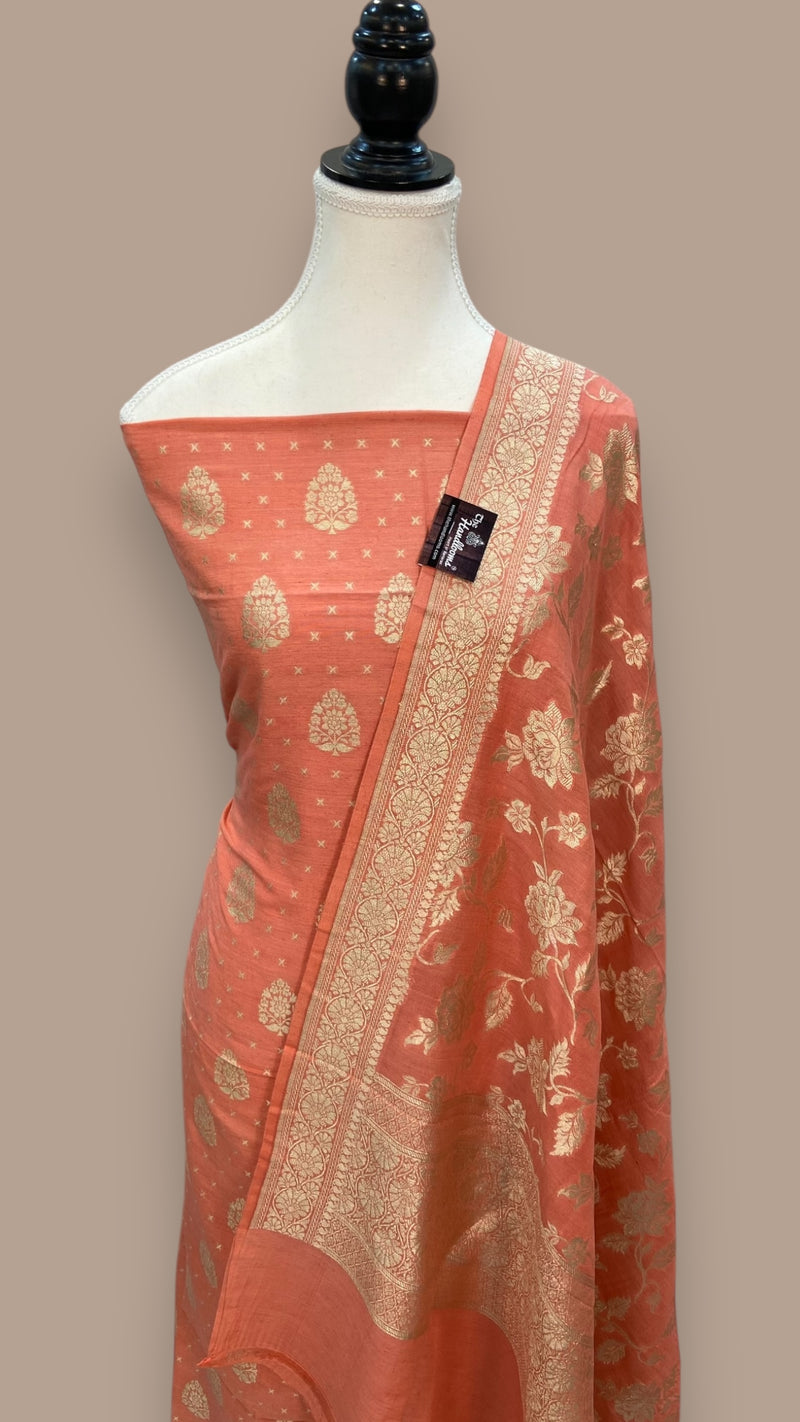 Pure Moonga Georgette Banarasi Dress material - The Handlooms