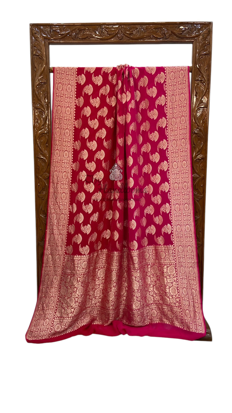 Pure Khaddi Georgette Handloom Banarasi Saree - The Handlooms